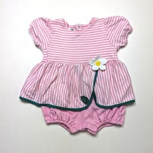 Vintage Copper Key Bubble Romer Girls Size 3T Pink Stripe Flower